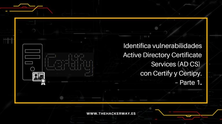 Captura de pantalla de la herramienta Certify identificando vulnerabilidades en Active Directory Certificate Services (AD CS).
