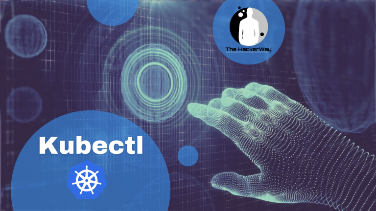 Mano digital interactuando con interfaz futurista de Kubernetes Kubectl en pantalla transparente.
