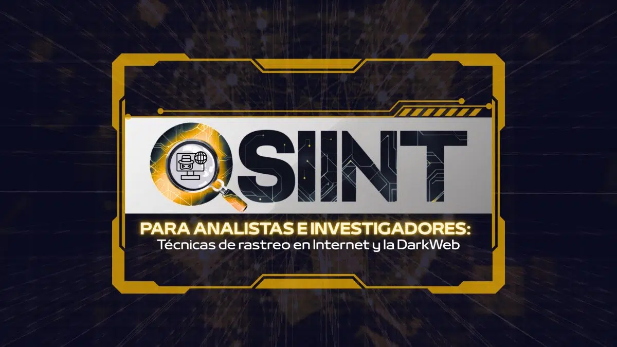 Logo con lupa estilizada y nodos digitales que representan técnicas de rastreo OSINT en internet y la Dark Web.