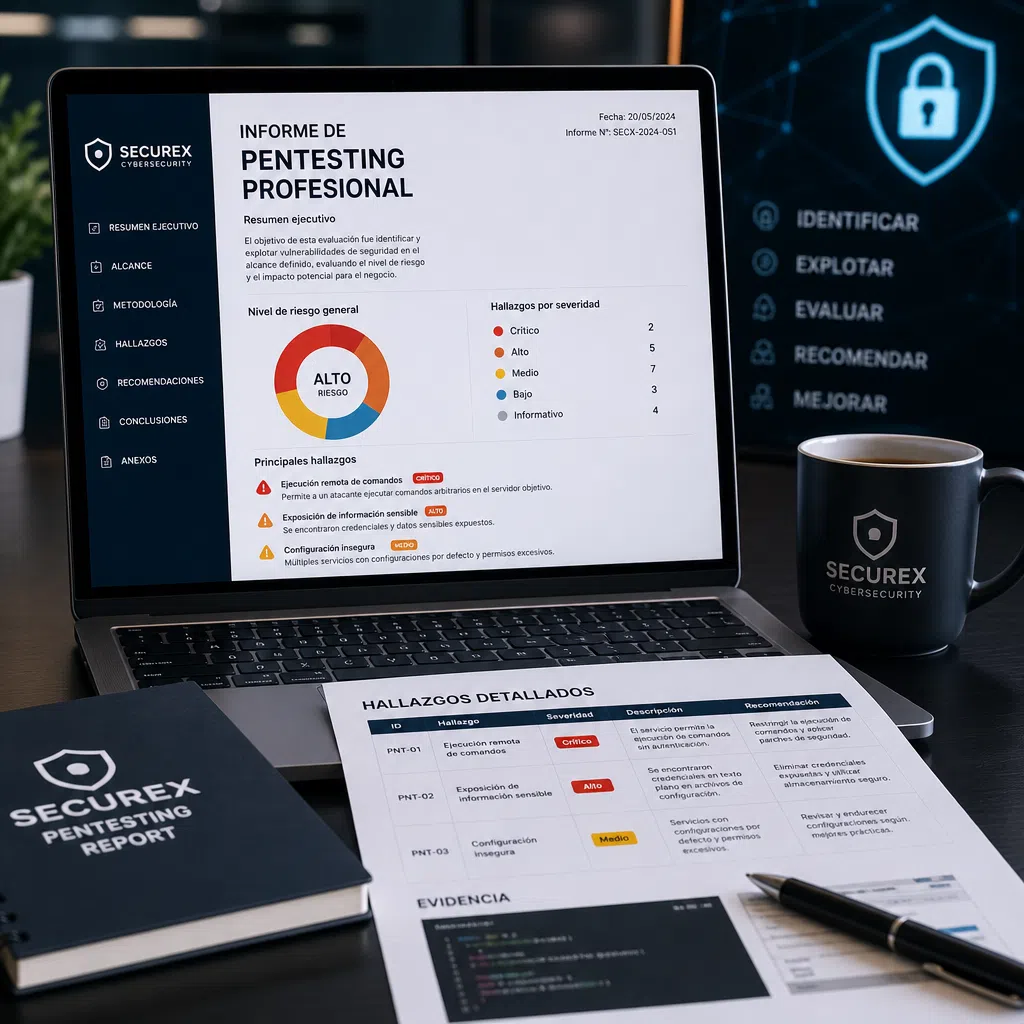 Informe pentesting profesional - Informe profesional de pentesting en una laptop con hallazgos y análisis de seguridad detall